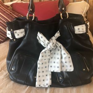 Black Leather Cole Haan "Paige Fog" Purse Large